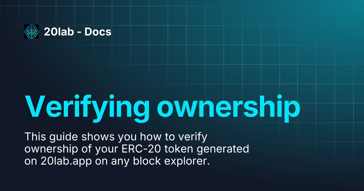 Verifying ownership | 20lab - Docs