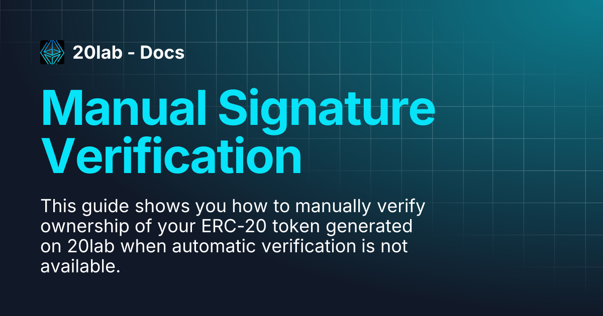 Manual Signature Verification | 20lab - Docs